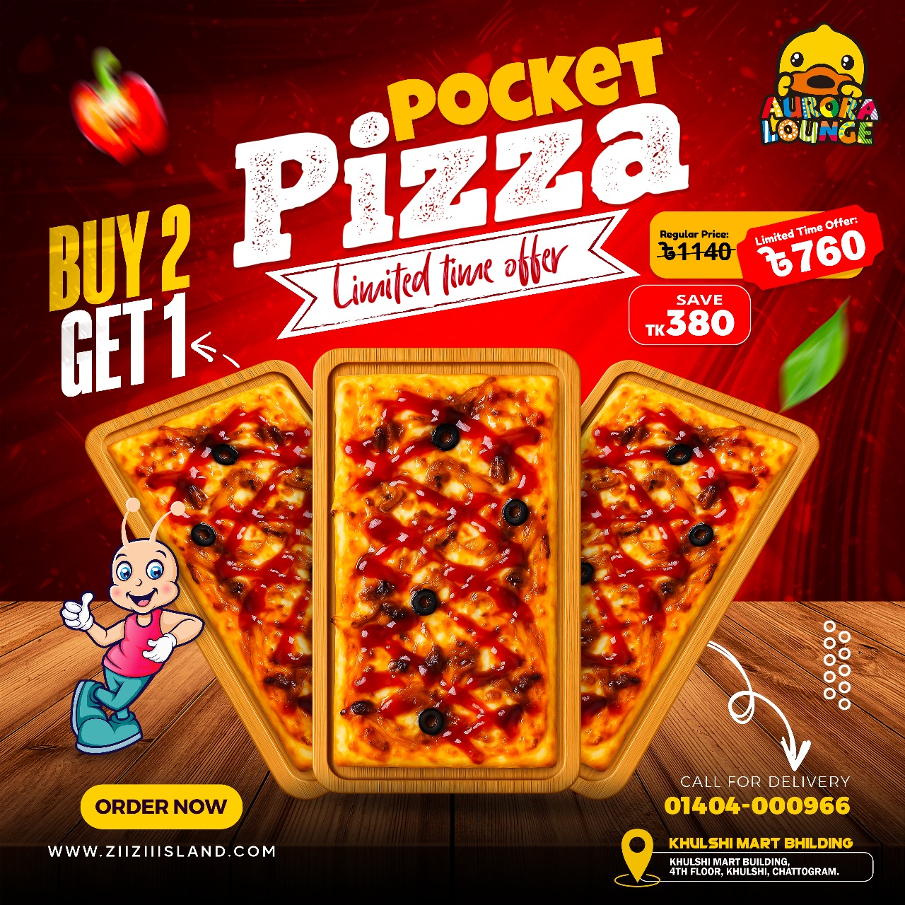 Pocket Pizza Combo - Zii Zii Island Menu Pocket Pizza Combo